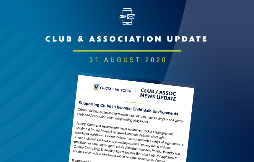 Club & Association News Update – 31 August 2020