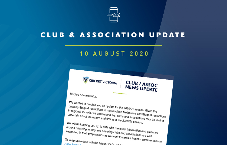 Club & Association News Update – National Club Risk Protection Programme – 10 August 2020