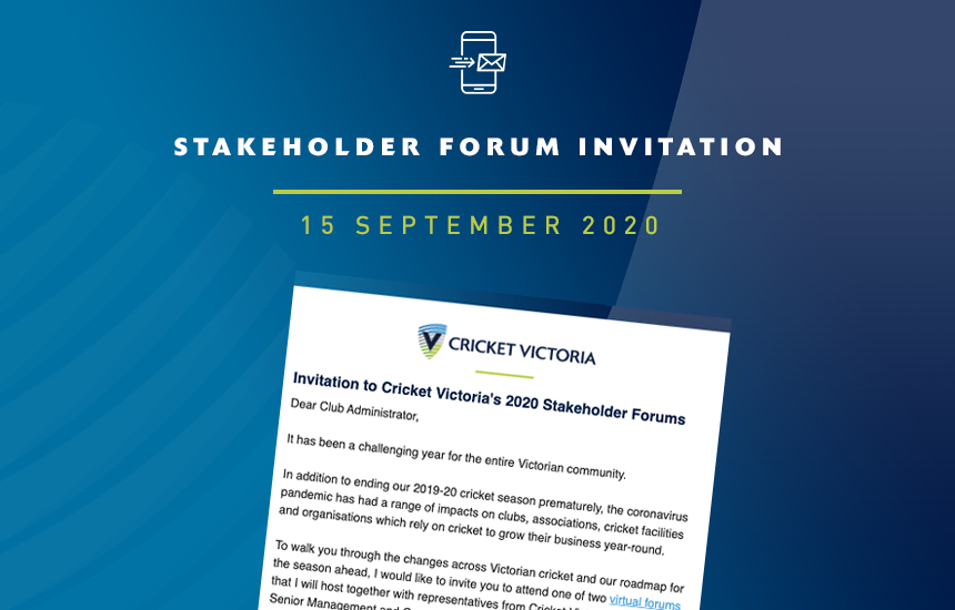 Club & Association Invitation – 2020 Stakeholder Forums