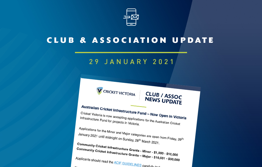 Club & Association News Update – ACIF Launch – 29 January 2021